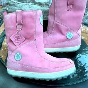 Pink Timberland Mukluk boots